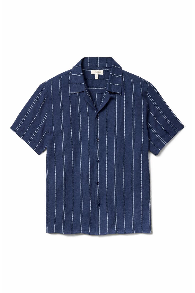 Riviera Stripe Linen Blend Camp Shirt, Alternate, color, INDY LINEN STRIPE AS HEADER