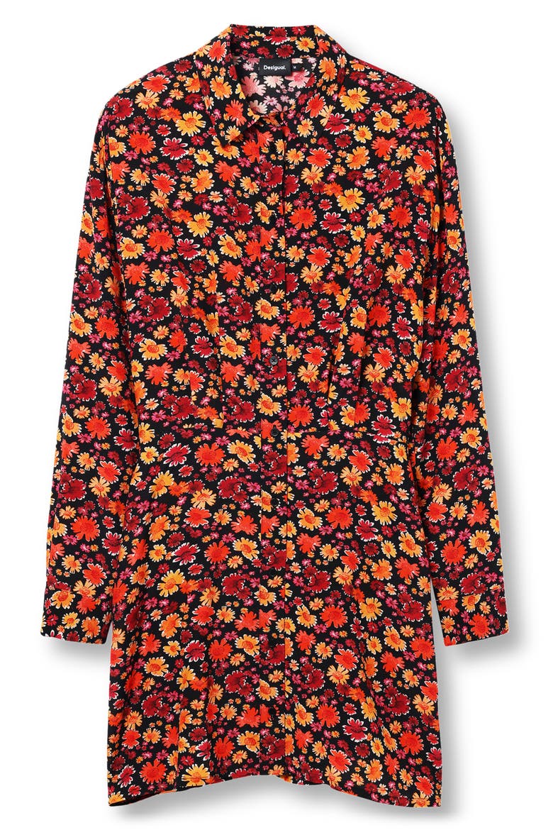 Yesh Floral Long Sleeve Mini Shirtdress, Alternate, color, RED