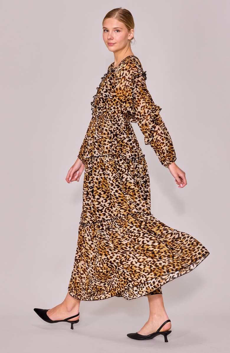 MELLODAY Front Tie Long Sleeve Dress, Alternate, color, Cheetah Print