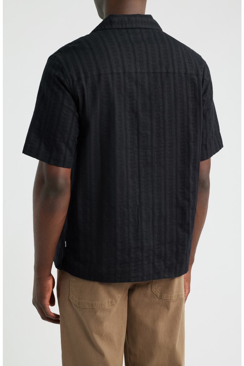 Didcot Tonal Dobby Stripe Camp Shirt, Alternate, color, BLACK