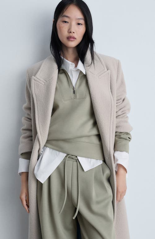 Mango Drawstring Pleated Wide Leg Pants In Khaki