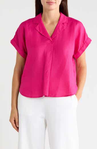 Notched Collar Organic Linen Top