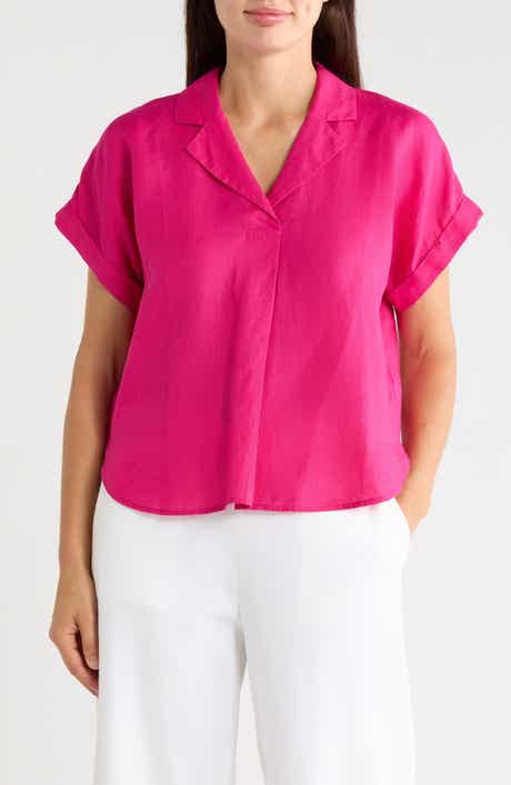 Notched Collar Organic Linen Top