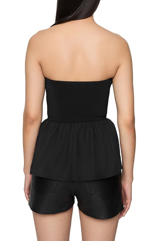 Rebecca Minkoff Ruthie Mixed Media Strapless Peplum Top