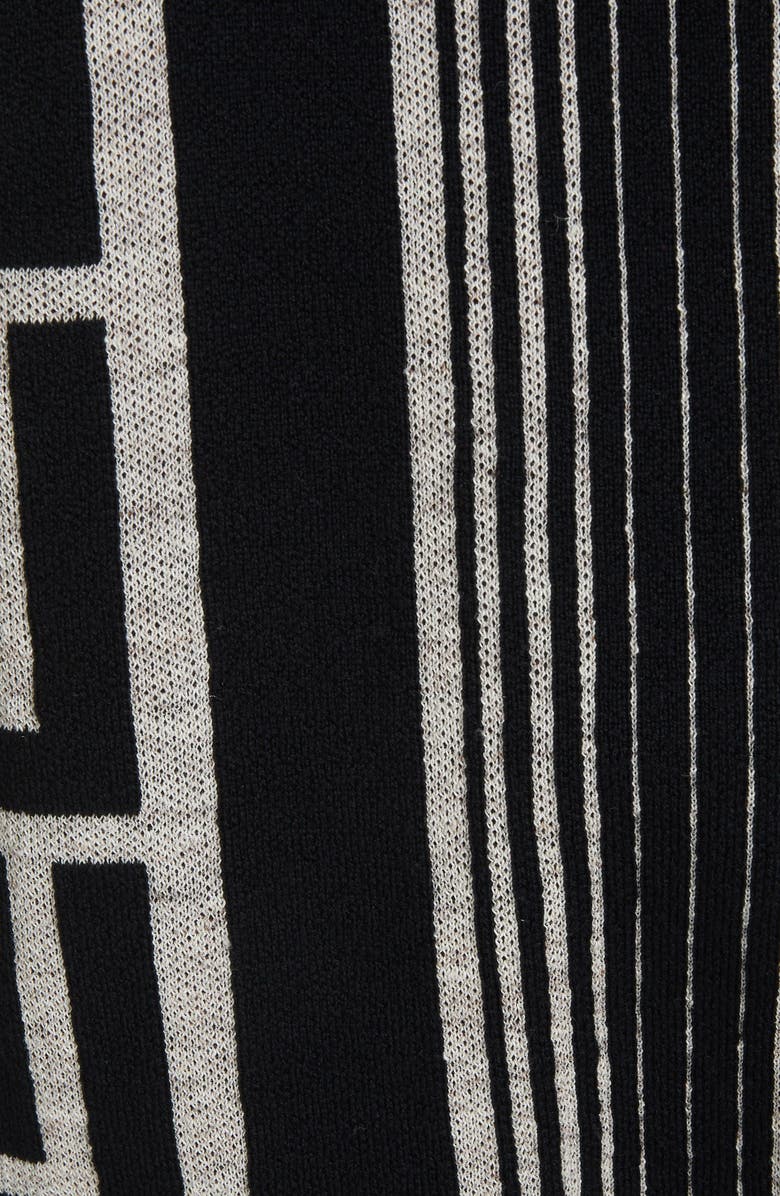 Balmain Monogram Crop Merino Wool & Linen Blend Hoodie, Alternate, color, 