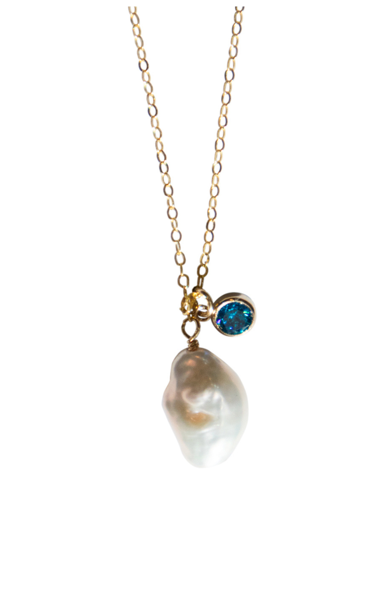 seree Skylar Baroque pearl and blue zircon necklace, Main, color,