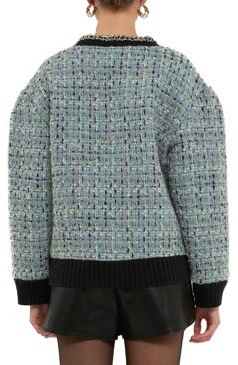 Endless Rose Premium Bouclé Wool Blend Cardigan, Alternate, color, Blue