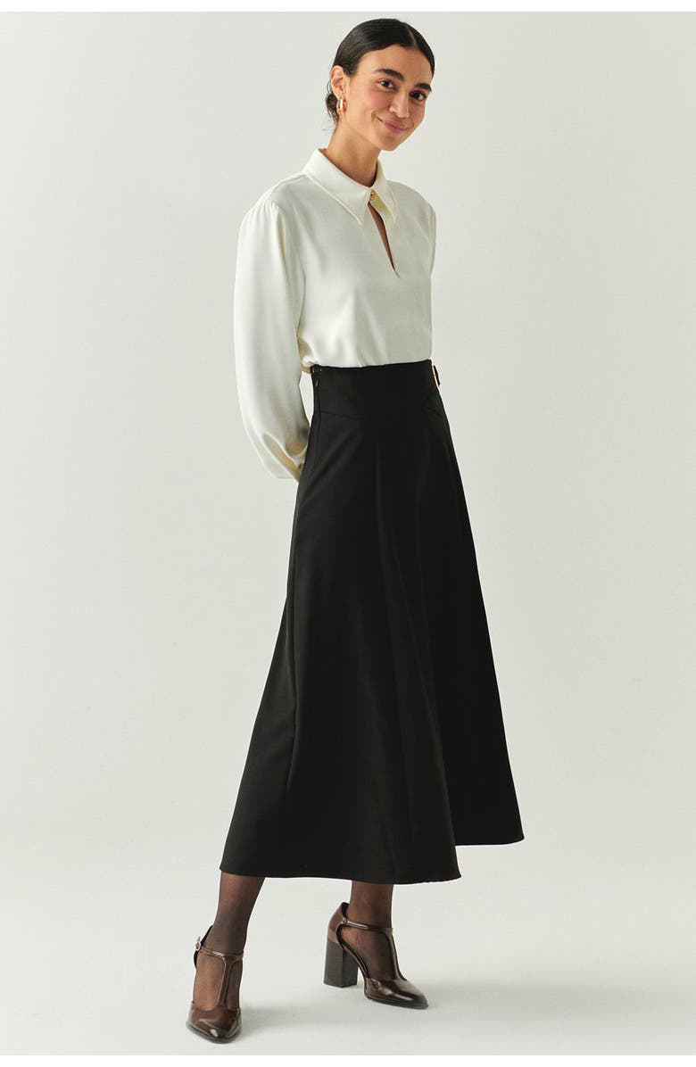 Exquise Flared Midi Skirt, Alternate, color, Black