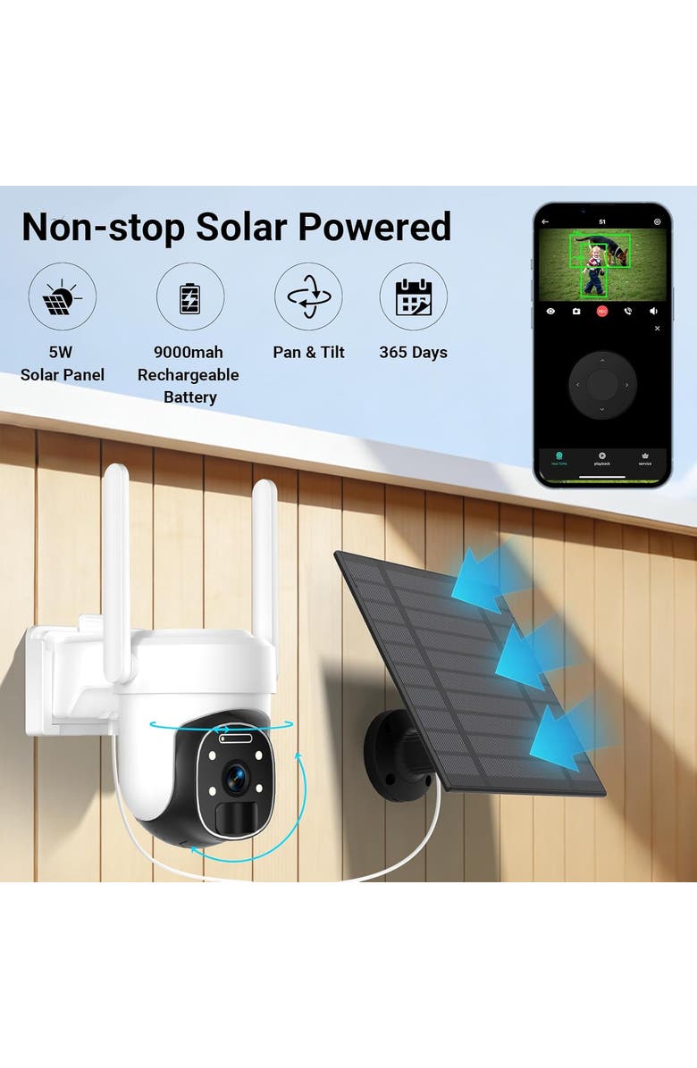 Eco4Life Solar Security Camera, Alternate, color, White