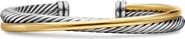 David Yurman Crossover Two-Row Cuff Bracelet in Sterling Silver with 18K Yellow Gold, 5mm