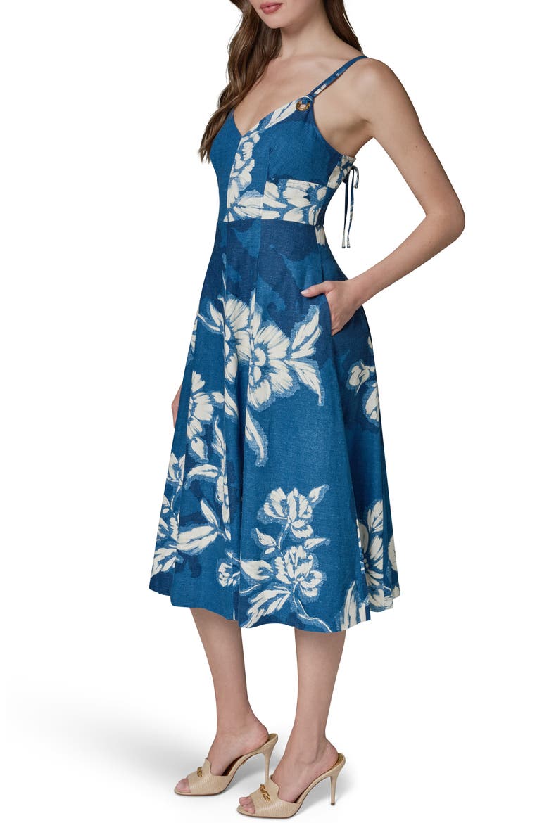 Sleeveless Linen Blend Midi Dress, Alternate, color, PRUSSIAN BLUE
