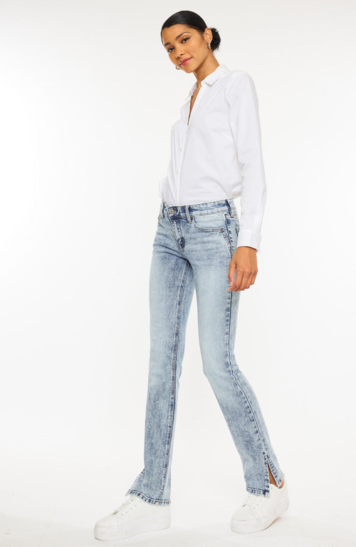 Kancan Nadia Mid Rise Y2k Bootcut Jeans In Blue
