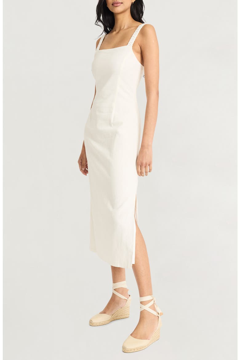 Linen Blend Midi Dress, Alternate, color, CLOUD DANCER