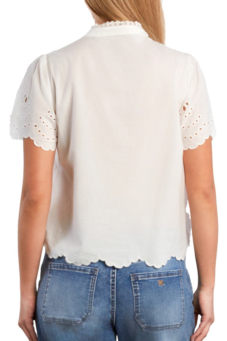 Sweet Lace Trim Cotton Blend Top, Alternate, color, SNOW WHITE