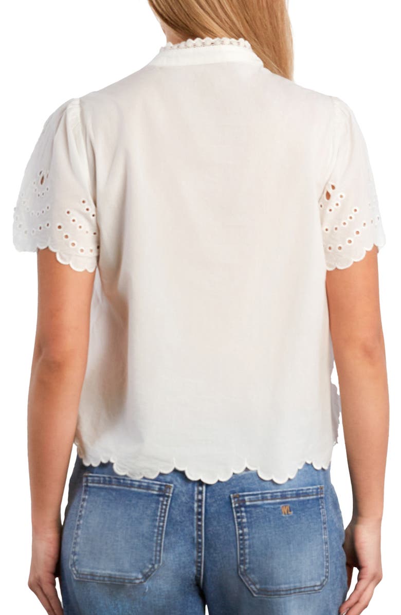 Wash Lab Denim Sweet Lace Trim Cotton Blend Top, Alternate, color, Snow White