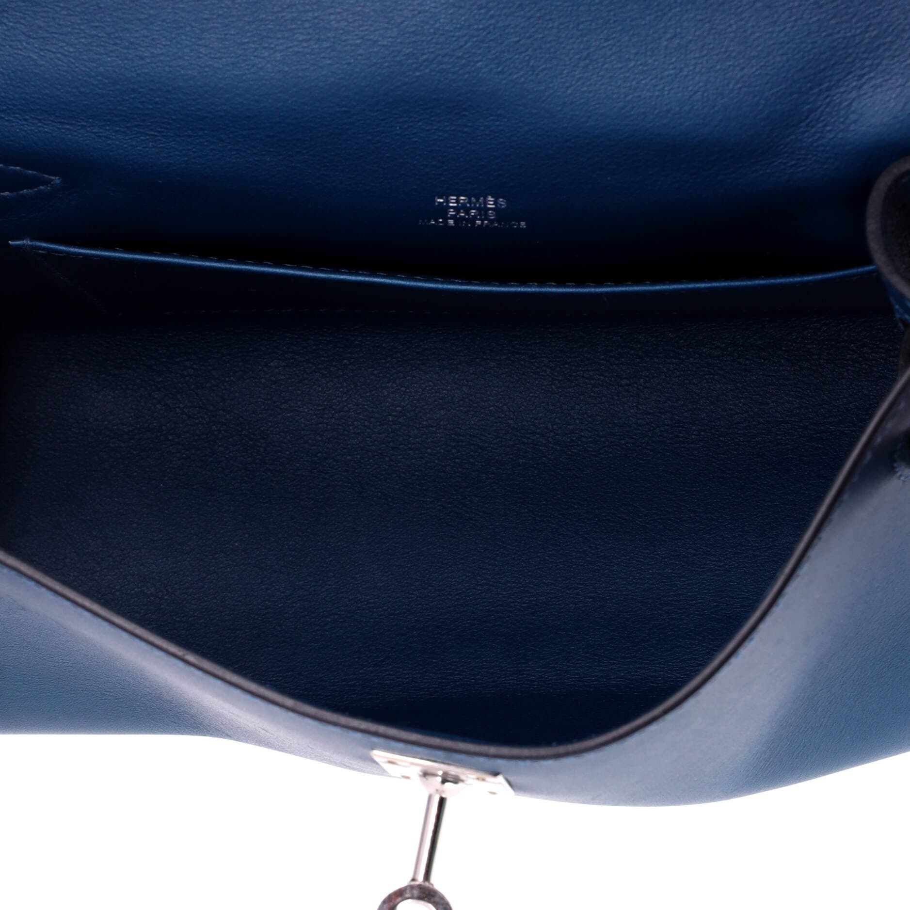 Pre-Owned Hermes Kelly Pochette Swift, Alternate, color, Deep Blue