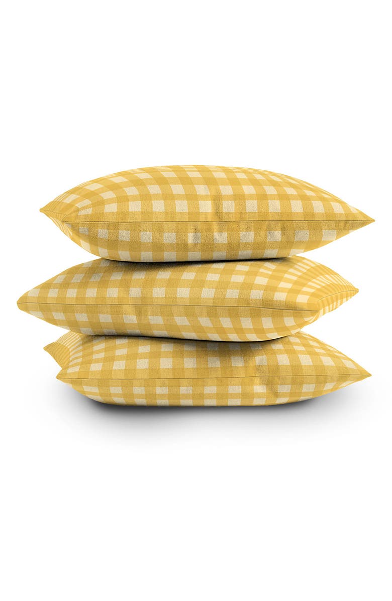 Deny Designs Colour Poems Gingham Sunshine Square Throw Pillow, Alternate, color, 