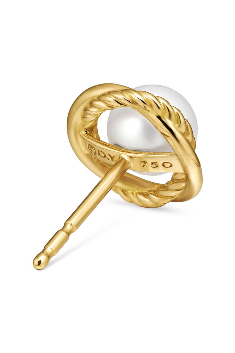 Infinity Earrings with Pearls in Gold, Alternate, color, PEARL