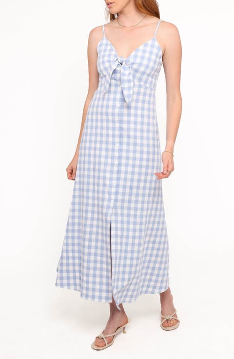 Menora Gingham Check Midi Dress