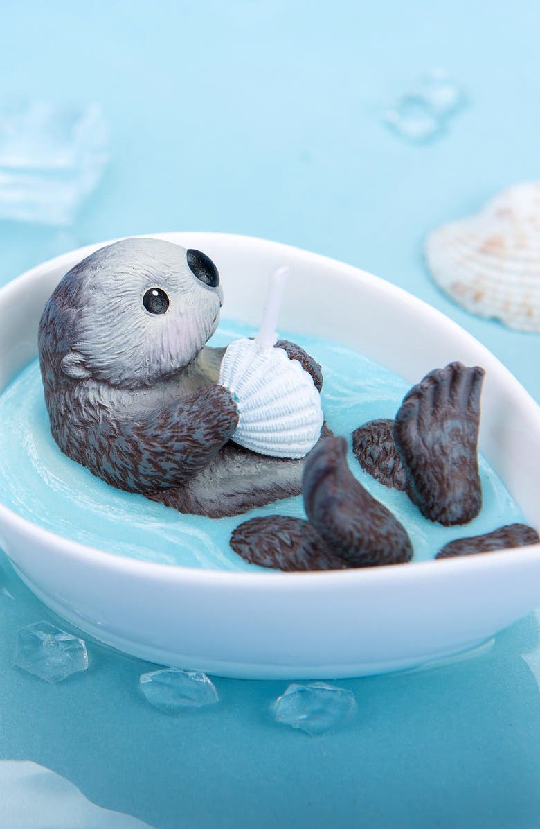 Southlake gifts Cute Sea Otter Baby Scented Candle, Alternate, color, Light Grey / Blue
