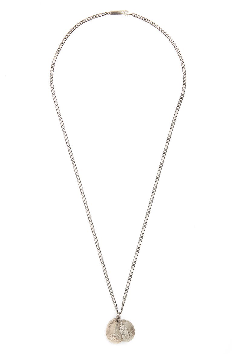 'Saints' Pendant Necklace, Main, color, SILVER