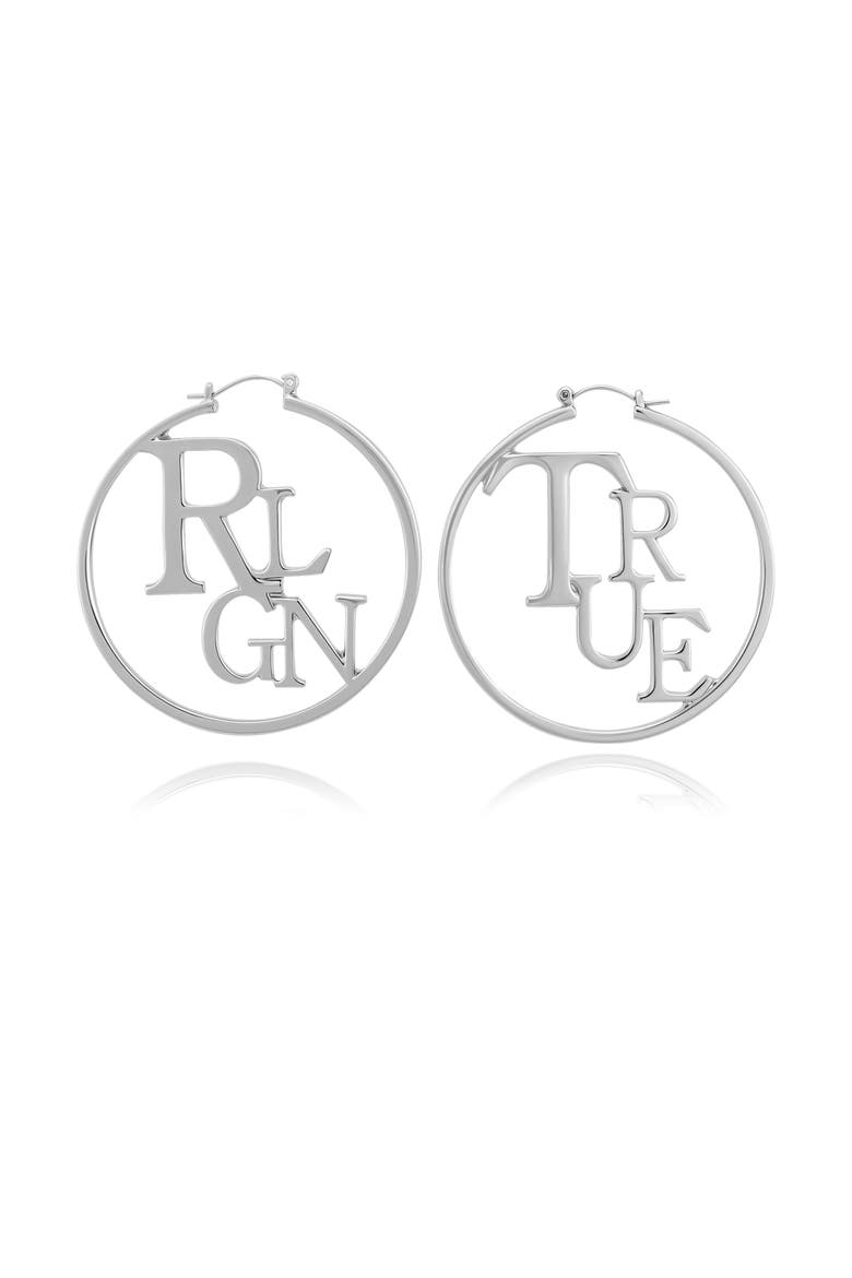 TrueRLGN Logo Hoop Earrings, Alternate, color, Silver Tone