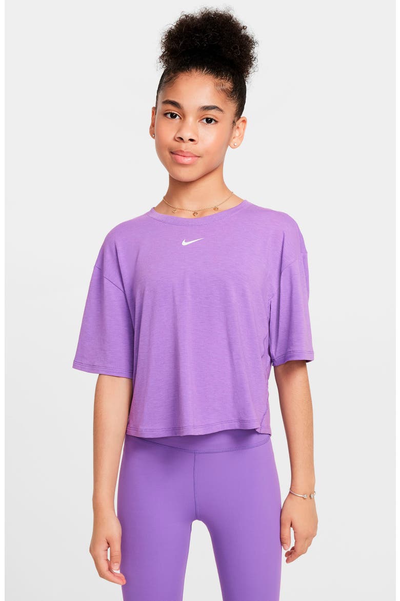 Kids' Sportswear Dri-FIT One T-Shirt, Main, color, BLACK RASPBERRY/ WHITE