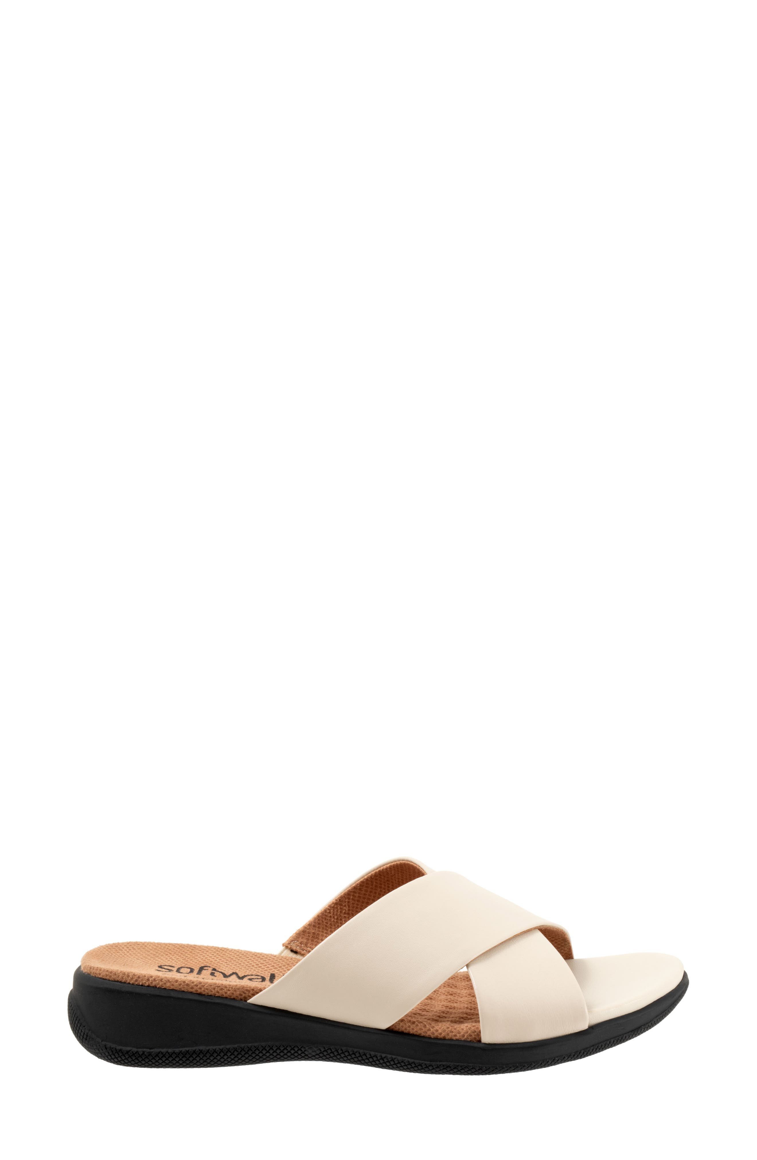 SoftWalk<sup>®</sup> 'Tillman' Leather Cross Strap Slide Sandal, Alternate, color, Ivory