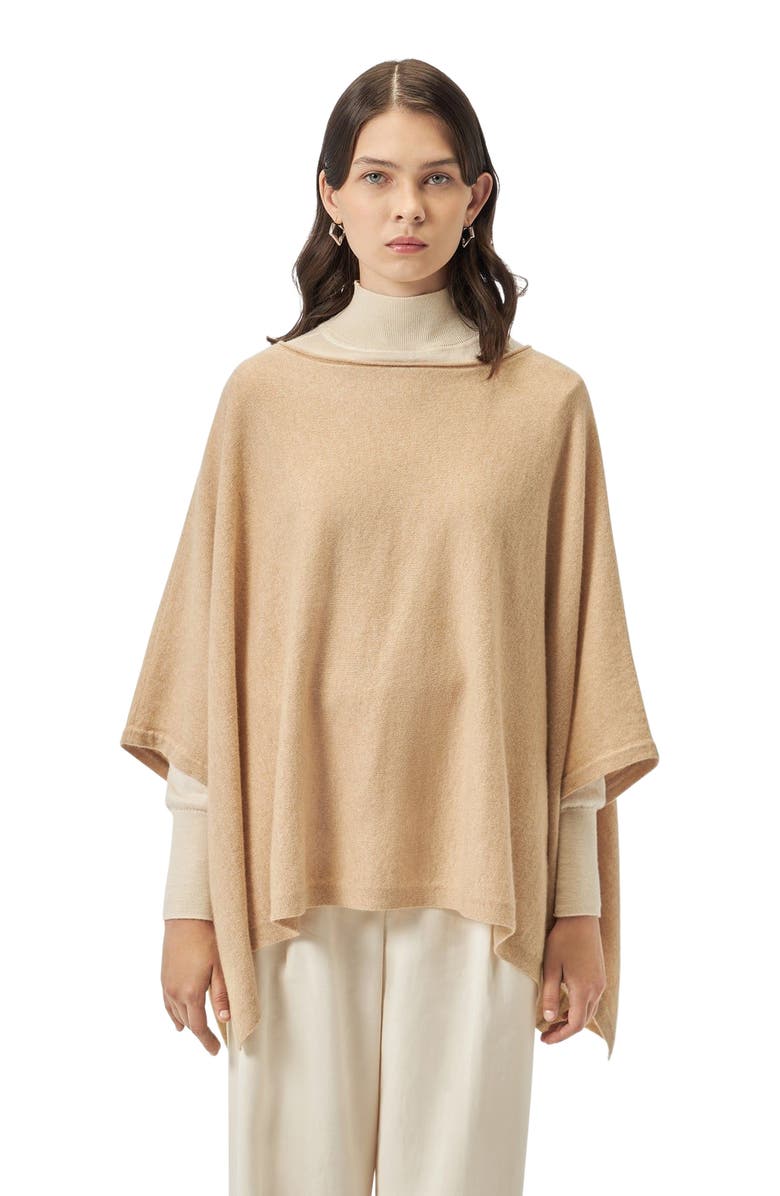 GOBI Mongolian Cashmere Organic Color Cashmere Boat-Neck Poncho, Main, color, 