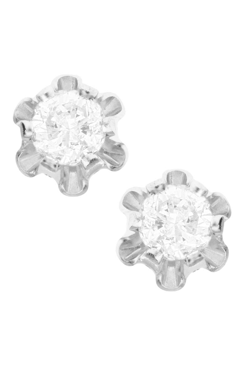 14k White Gold & Diamond Earrings, Main, color, WHITE