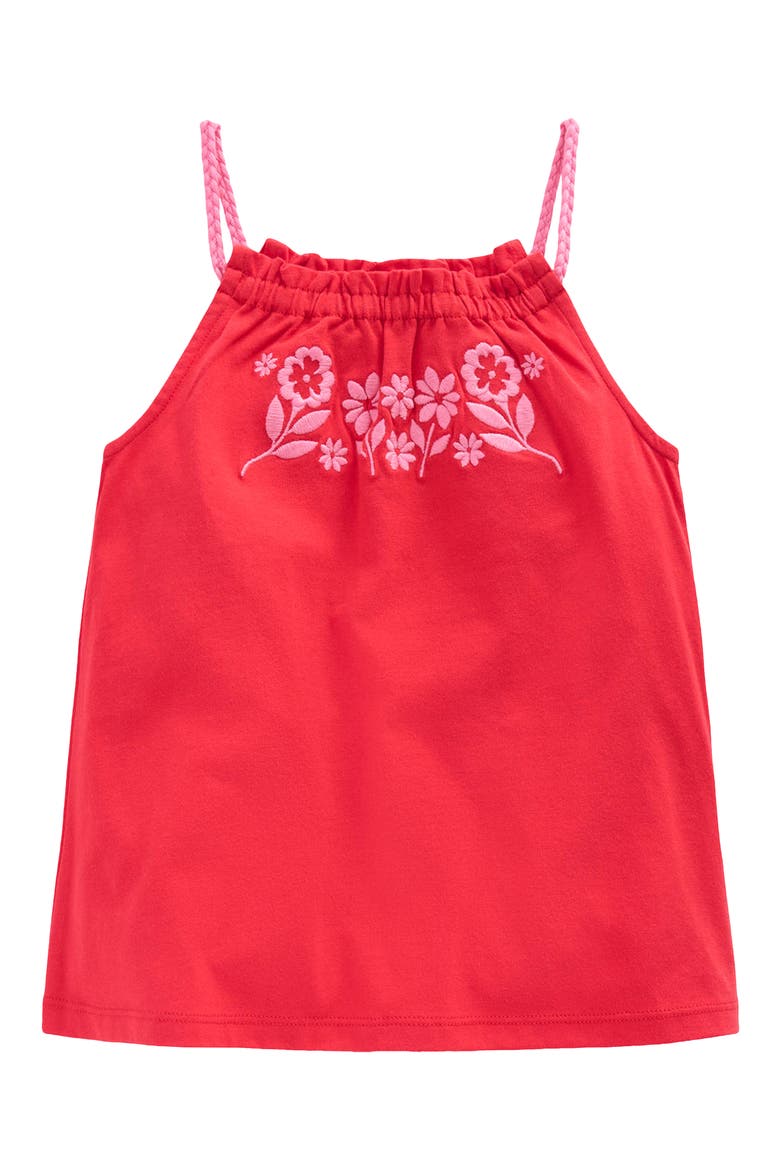 Kids' Embroidered Cotton Tank, Main, color, SPICY RED