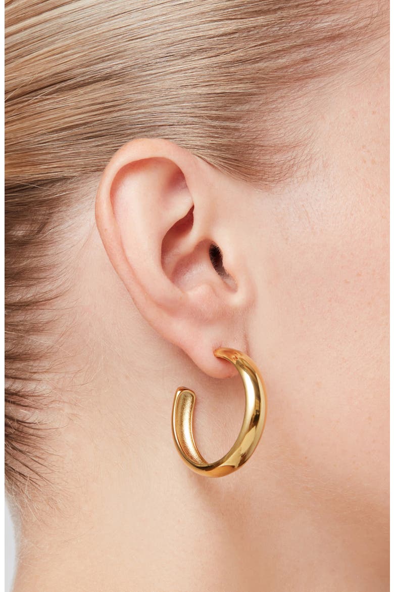 Large Staple Hoop Earrings, Alternate, color, HIGH POLISH GOLD