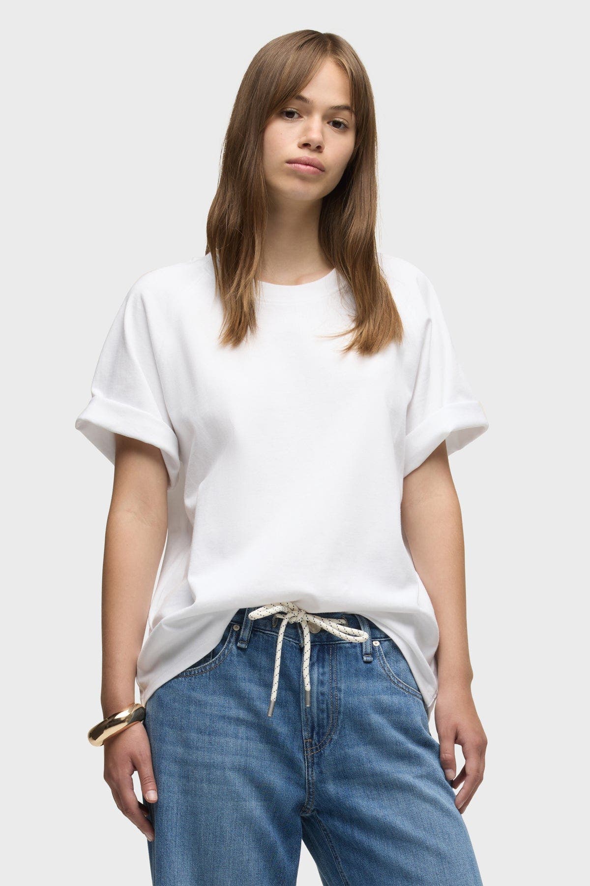 Hudson Jeans Oversized Raglan Tee In White