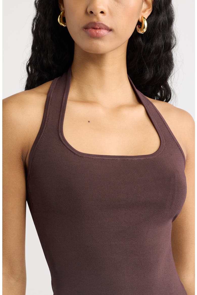 Sweater Halter Top, Alternate, color, BROWN SEAL