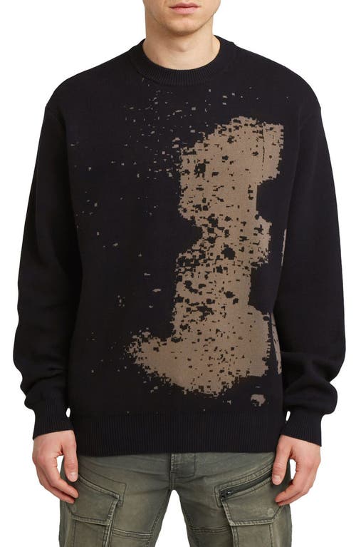 G-star Sprayed 89 Relaxed Organic Cotton Crewneck Sweater In Black