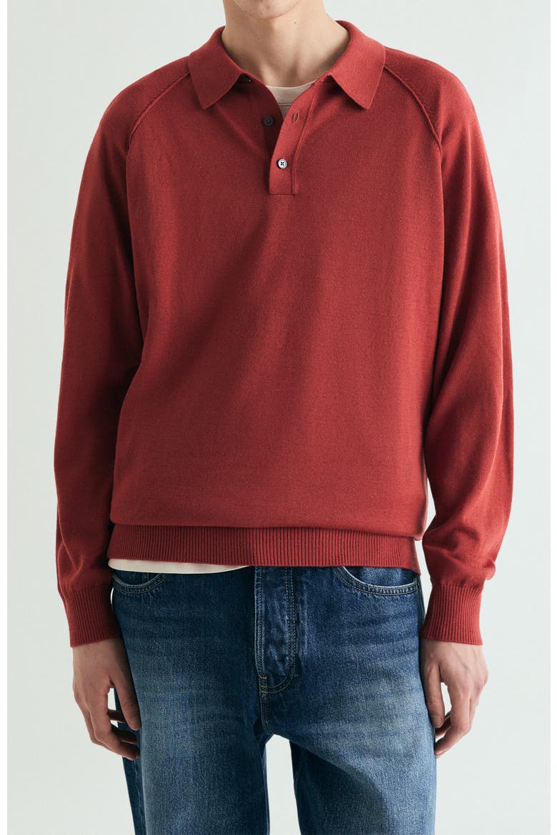 Raglan Polo Neck Sweater, Main, color, Red