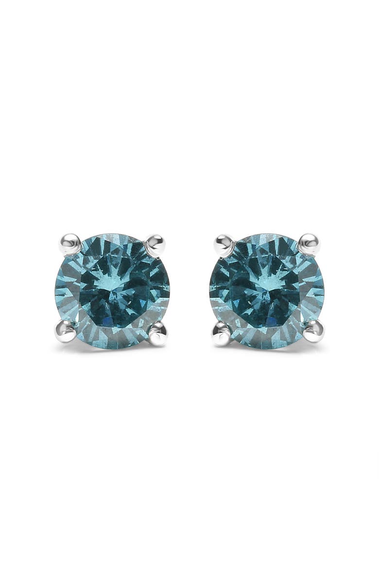 Haus of Brilliance 14K Gold 1/2 Ct Aqua Blue Diamond Stud Earrings, Main, color, White