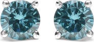 Haus of Brilliance 14K Gold 1/2 Ct Aqua Blue Diamond Stud Earrings