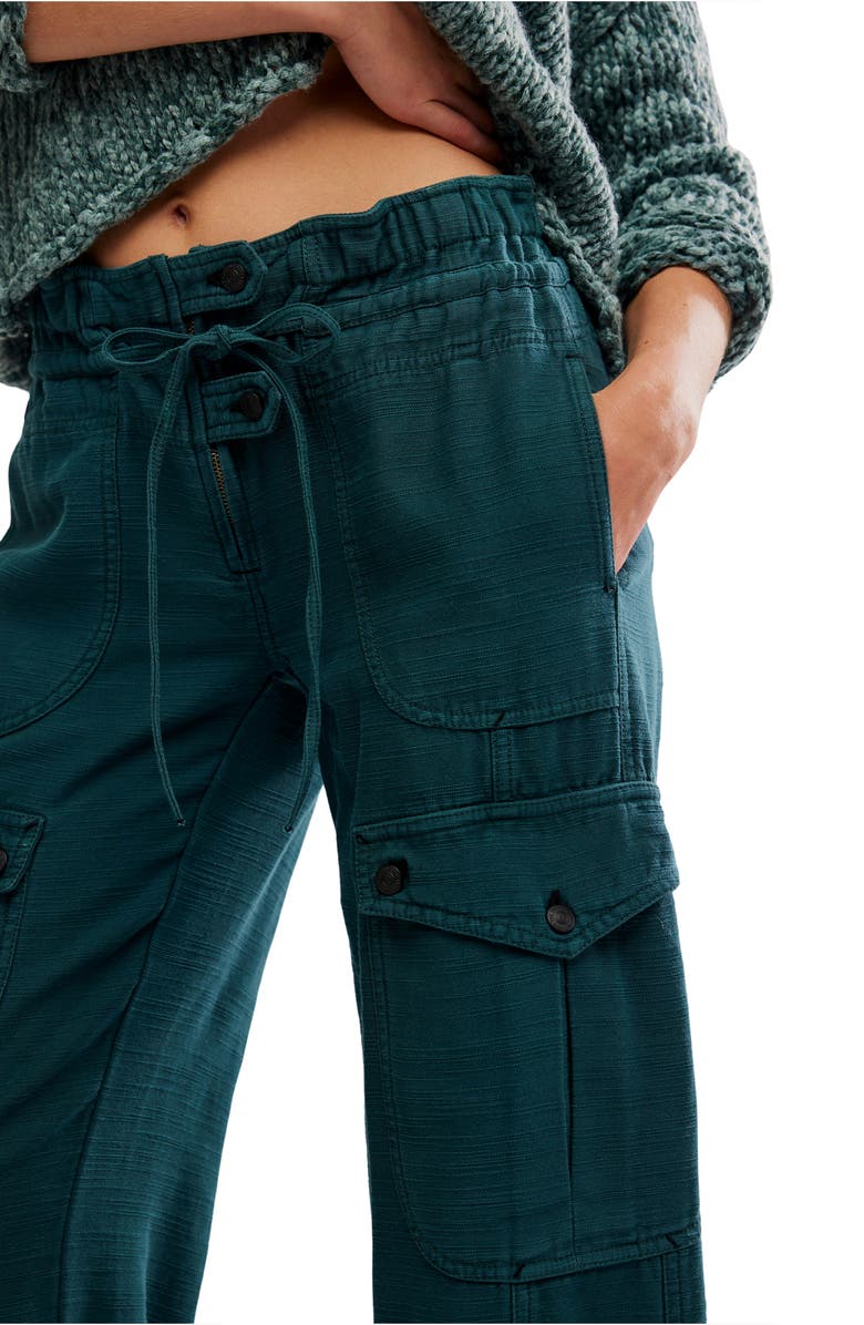 Free People Park Ave Cotton Cargo Pants, Alternate, color, Sea Moss