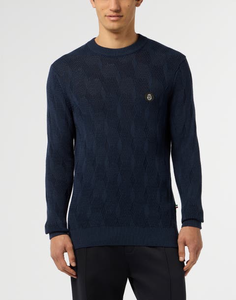 Wool Silk Roundneck Pullover Braids Men