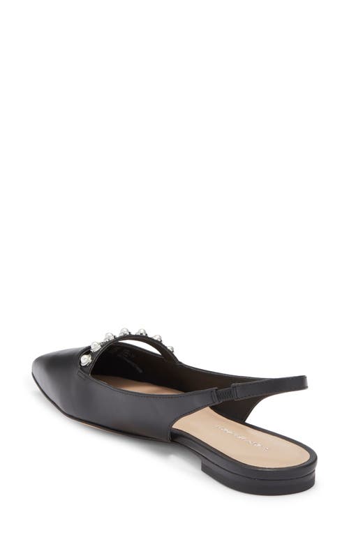 Stuart Weitzman Pearl Leather Slingback Flat In Black