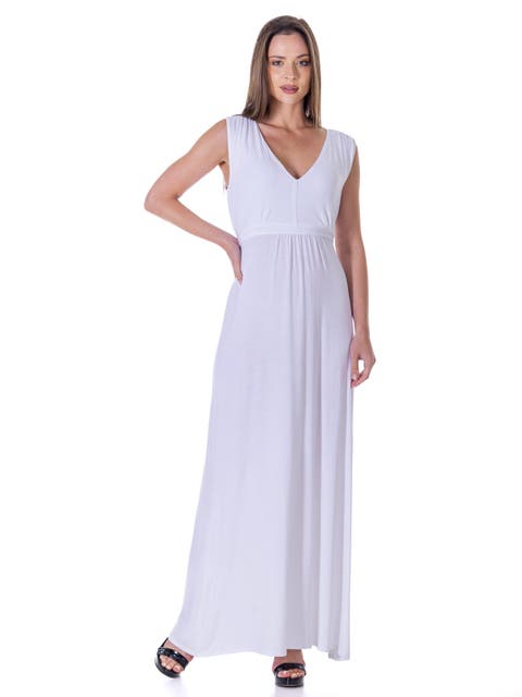 V-Neck Sleeveless Maxi Dress with Belt