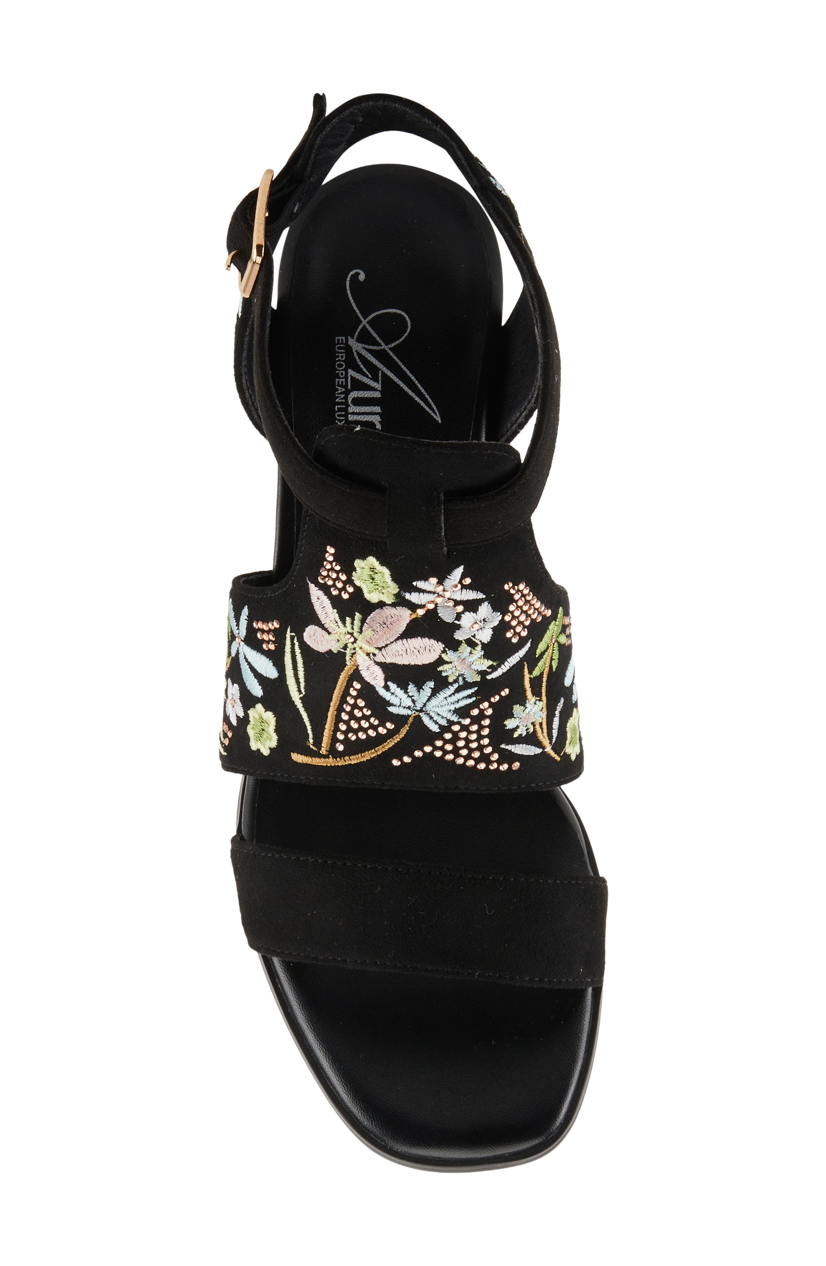 AZURA BY SPRING STEP Romantic Floral Embroidered Sandal, Alternate, color, Black