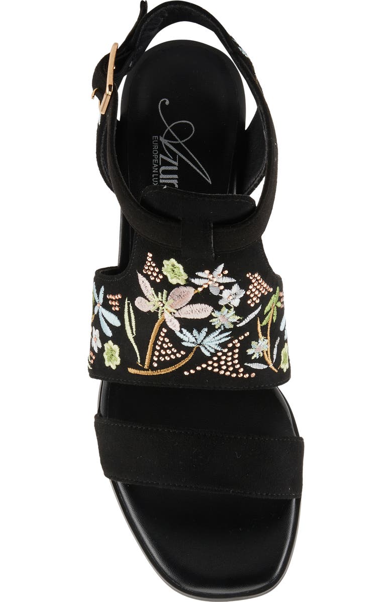 AZURA BY SPRING STEP Romantic Floral Embroidered Sandal, Alternate, color, Black