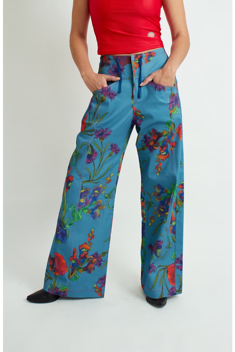 Lulu Pant, Alternate, color, Pastel blue floral vine