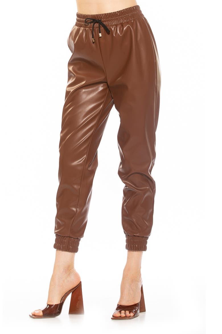 Axel Faux Leather Joggers, Alternate, color, CAMEL