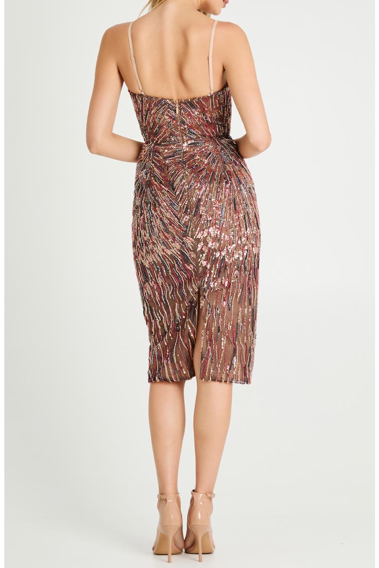 Marina Sequin Cocktail Pencil Dress, Alternate, color, CARMINE/ GOLD