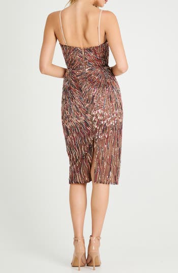 Marina Sequin Cocktail Pencil Dress
