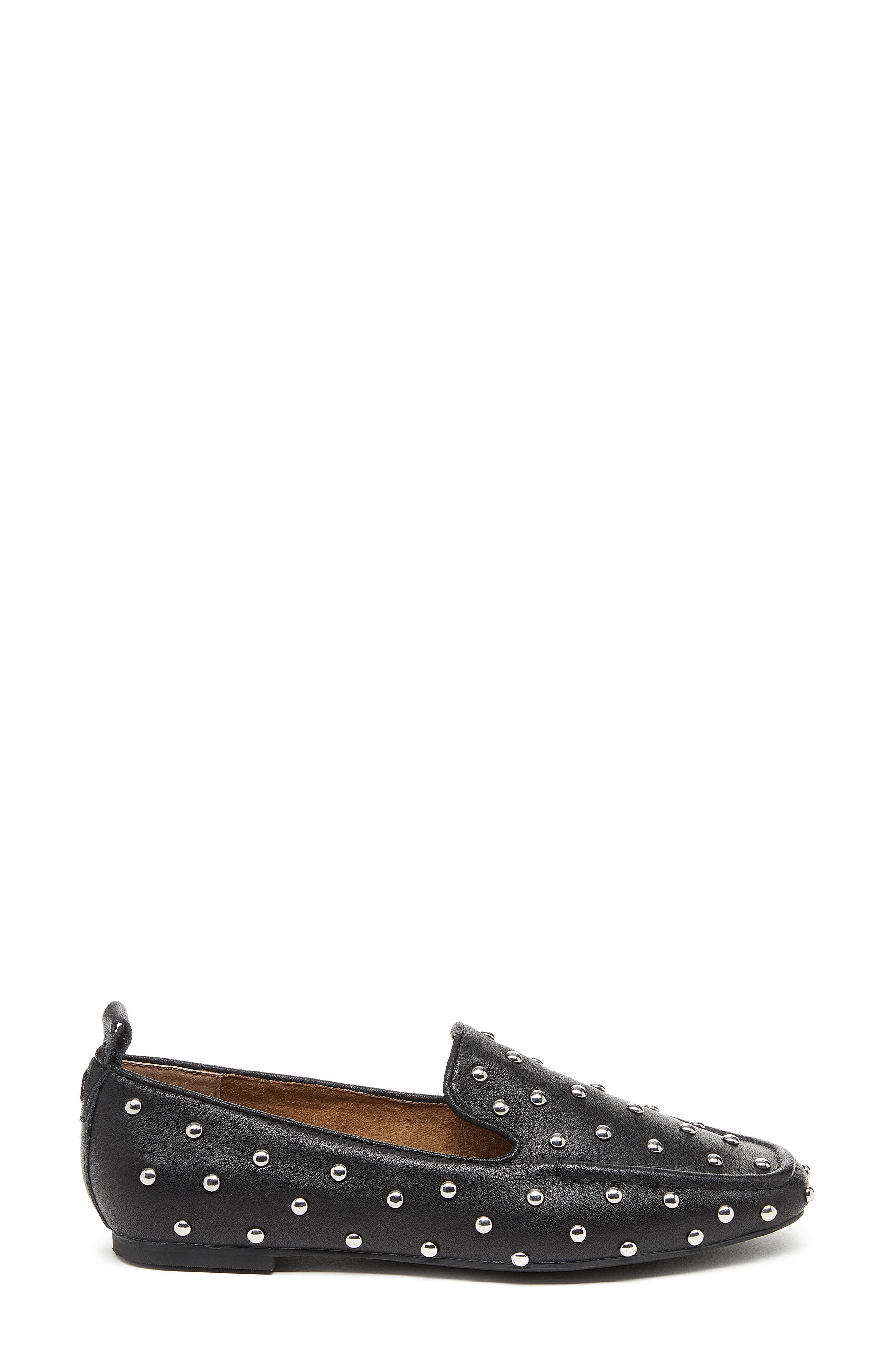 Kelsi Dagger Brooklyn Finley Studded Square Toe Flat, Alternate, color, Black