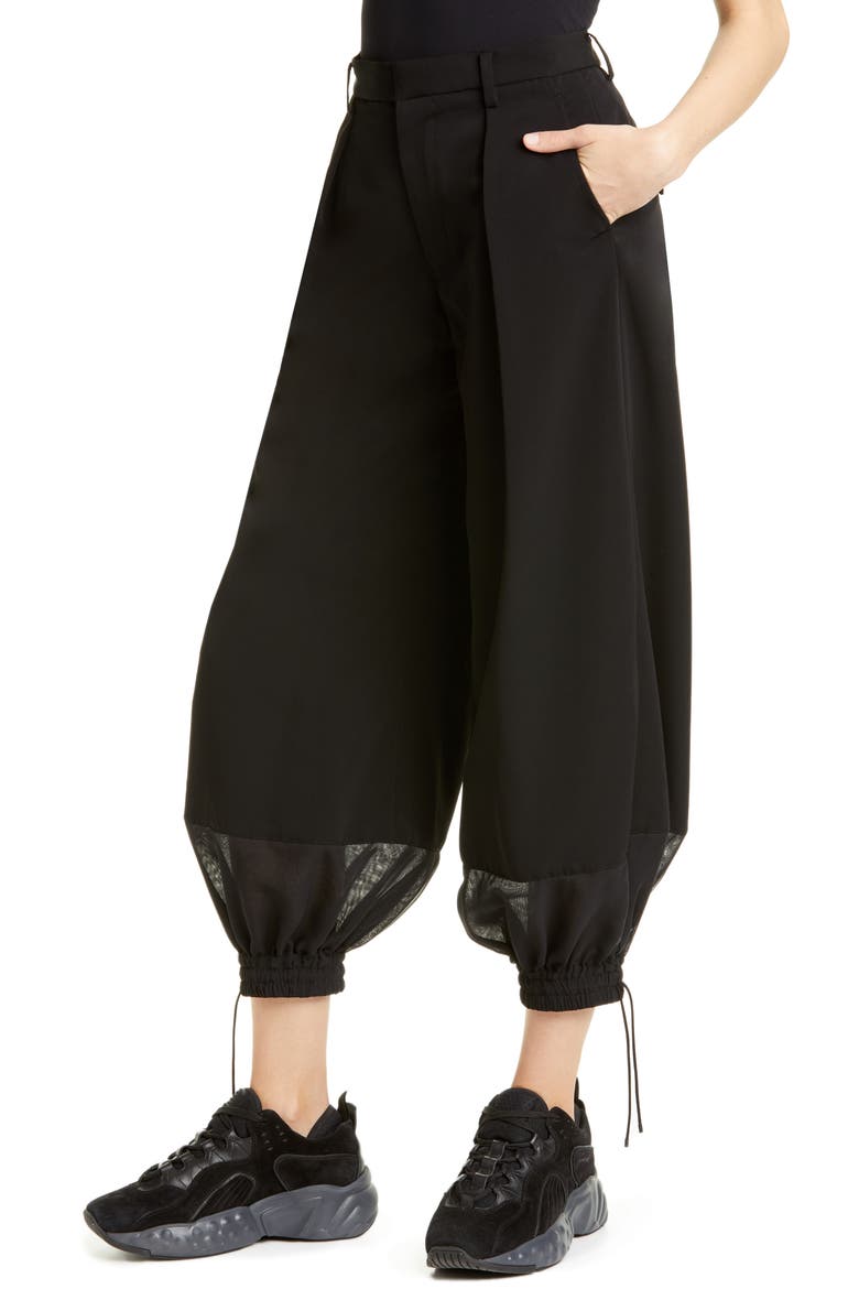 Cinch Cuff Full Leg Pants, Alternate, color, BLACK